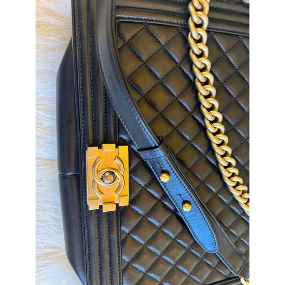 Authentic Large Chanel Boy Bag - Black with Gold Hardware - Picture 9 of 12